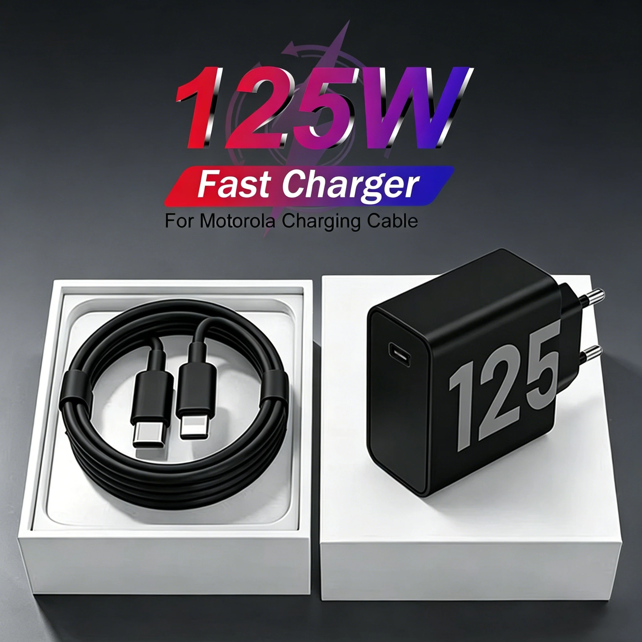 PD 125W For Motorola Fast Charger For iPhone Samsung Google Huawei Honor 5A Type C Quick Charging Data Cable EU US Plug
PD 125W For Motorola Fast Charger For iPhone Samsung Google Huawei Honor 5A Type C Quick Charging Data Cable EU US Plug