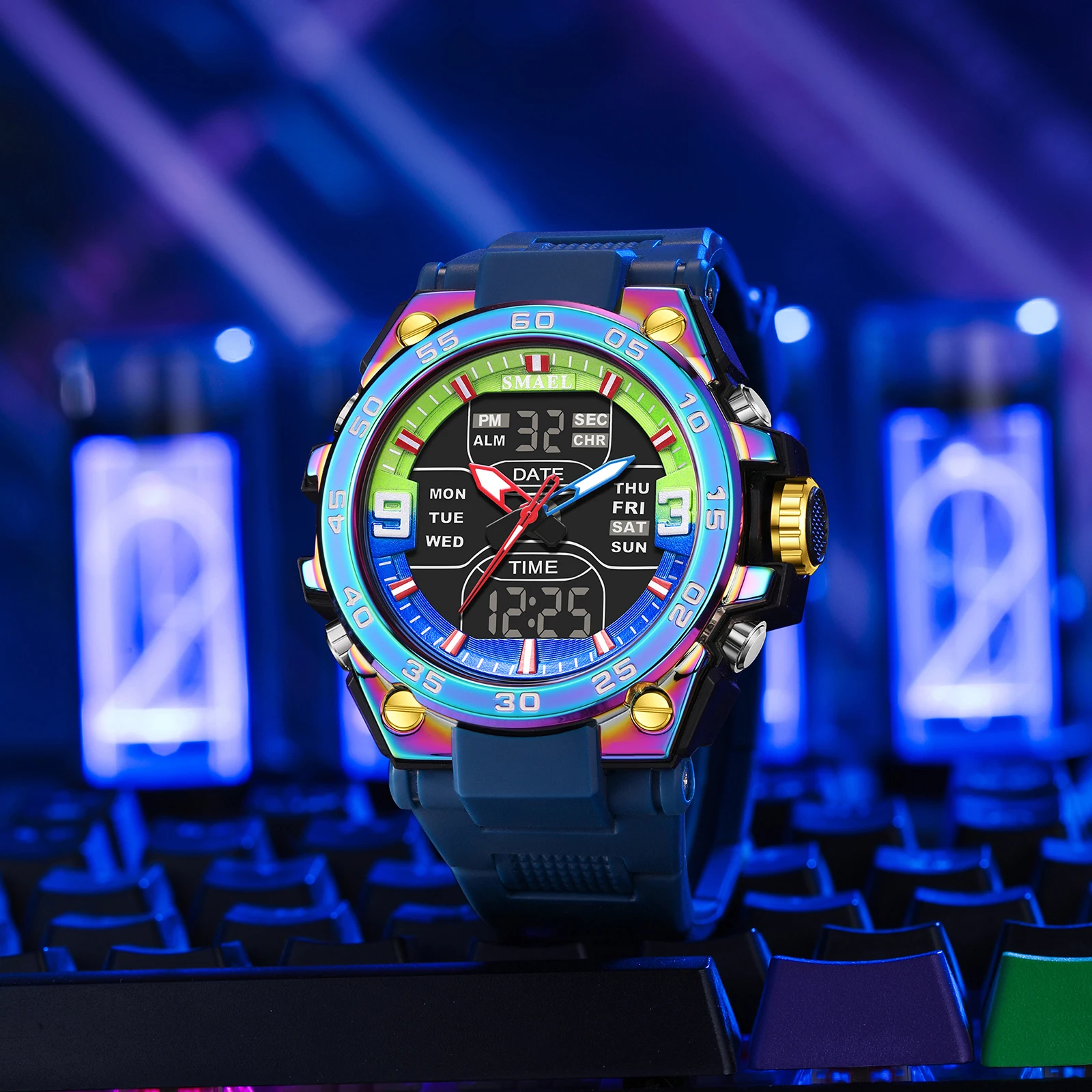 SMAEL Спортивные часы 50 м Водонепроницаемые кварцевые часы Ментальные противоударные мужские наручные часы Двойной часовой будильник 8138 Военные часы
SMAEL Спортивные часы 50 м Водонепроницаемые кварцевые часы Ментальные противоударные мужские наручные часы Двойной часовой будильник 8138 Военные часы