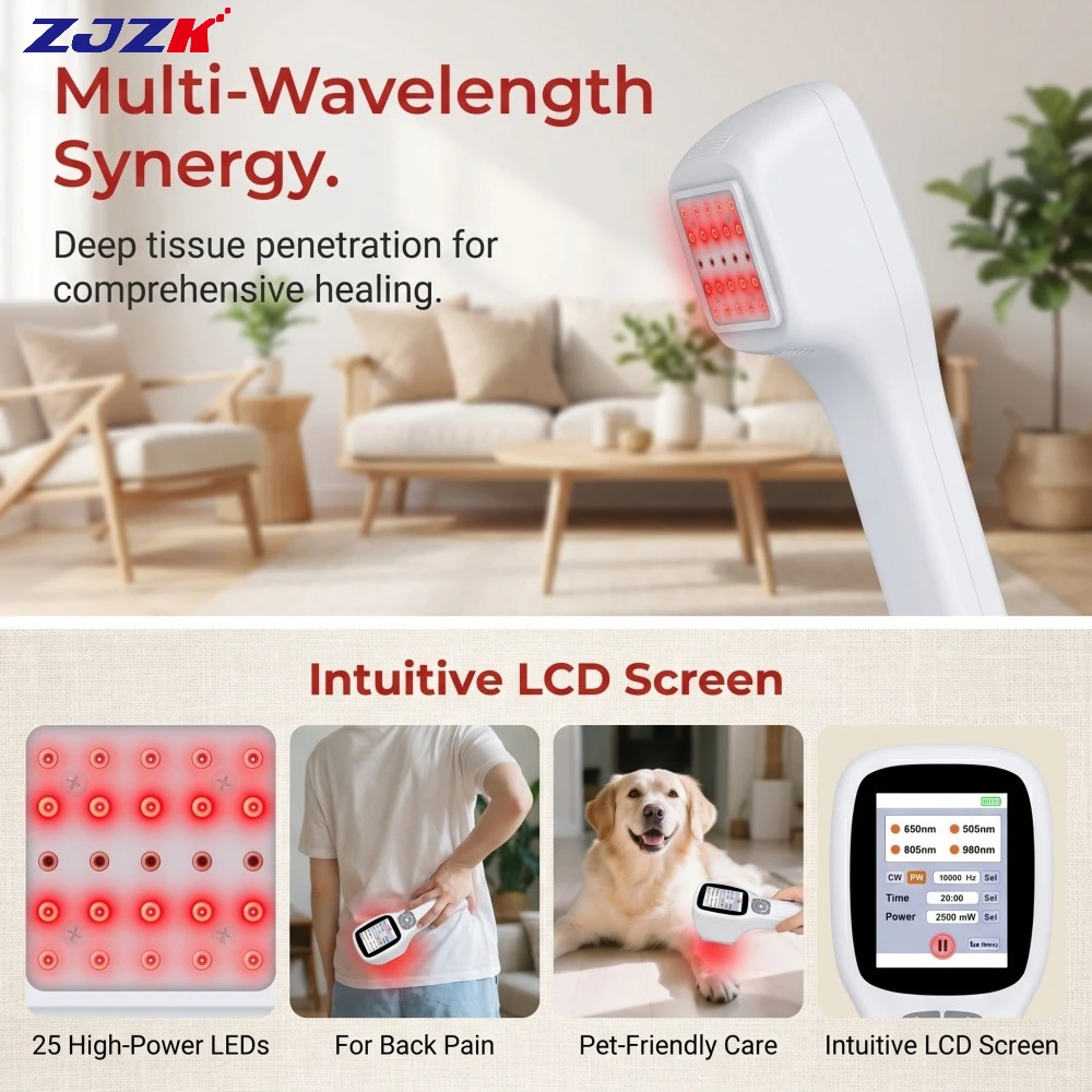 ZJZK 2.5W Four Wavelength LLLT Red Light Laser Therapy 808nm 905nm 980nm for Dog Pet Anti-inflammatory Joint Home Physiotherapy
ZJZK 2.5W Four Wavelength LLLT Red Light Laser Therapy 808nm 905nm 980nm for Dog Pet Anti-inflammatory Joint Home Physiotherapy