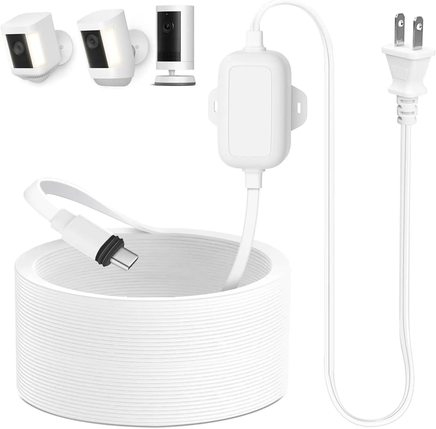 30ft USB C Power Adapter for Spotlight Cam Plus/Pro, Weather Resistant Extension Cord for Security Camera
30ft USB C Power Adapter for Spotlight Cam Plus/Pro, Weather Resistant Extension Cord for Security Camera