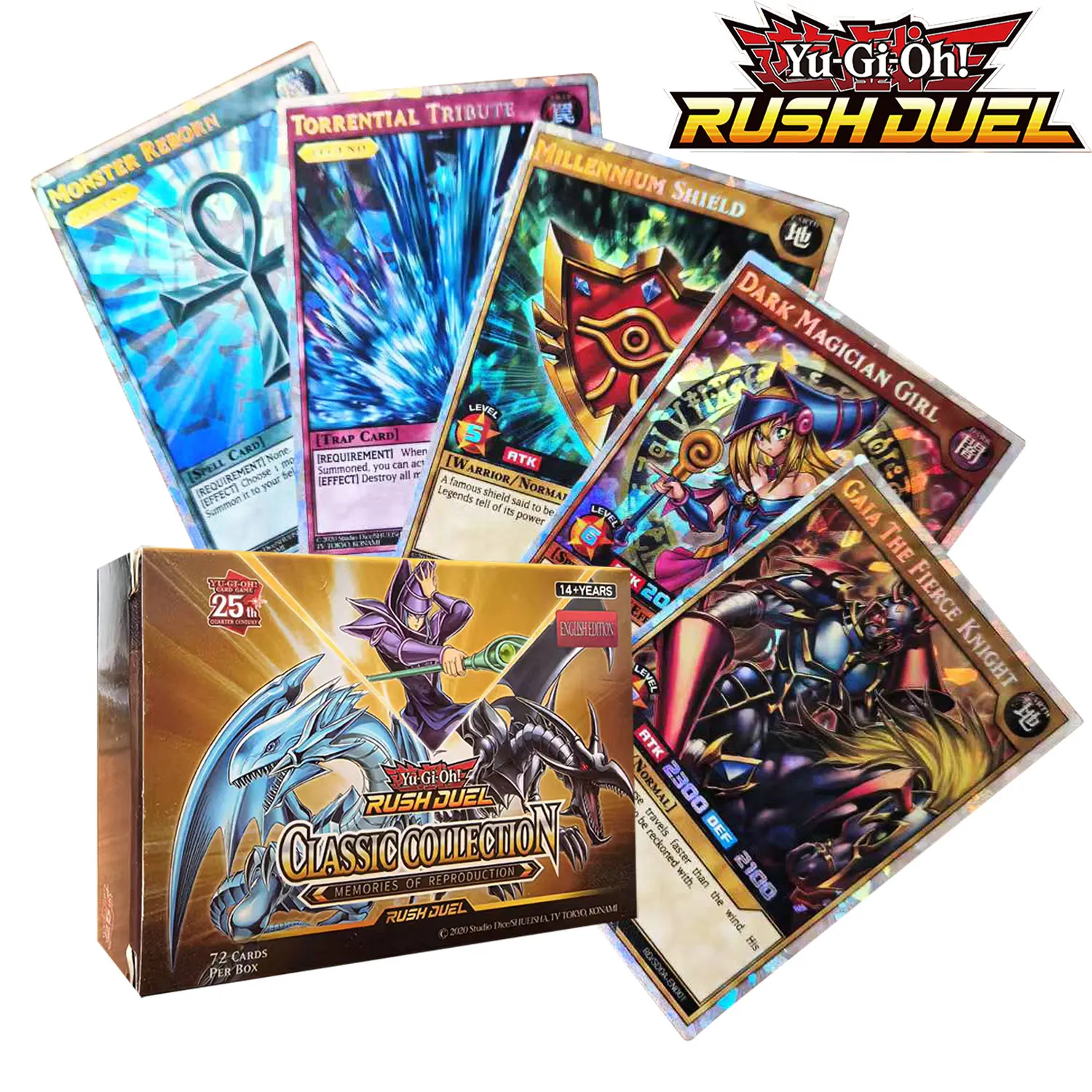 DIY 72Pcs New YU GI OH RUSH DUEL Cards Classical Duel Monster Collection Red&Blue eyes yugioh shiny Holographic Cards in English
DIY 72Pcs New YU GI OH RUSH DUEL Cards Classical Duel Monster Collection Red&Blue eyes yugioh shiny Holographic Cards in English