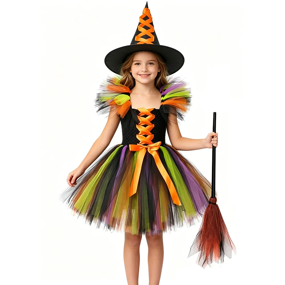 Kids Halloween Witch Costumes for Girls Lined Tutu Dress with Witch Hat & Broom Children Carnival Party Fancy Dress Up Outfit
Kids Halloween Witch Costumes for Girls Lined Tutu Dress with Witch Hat & Broom Children Carnival Party Fancy Dress Up Outfit
