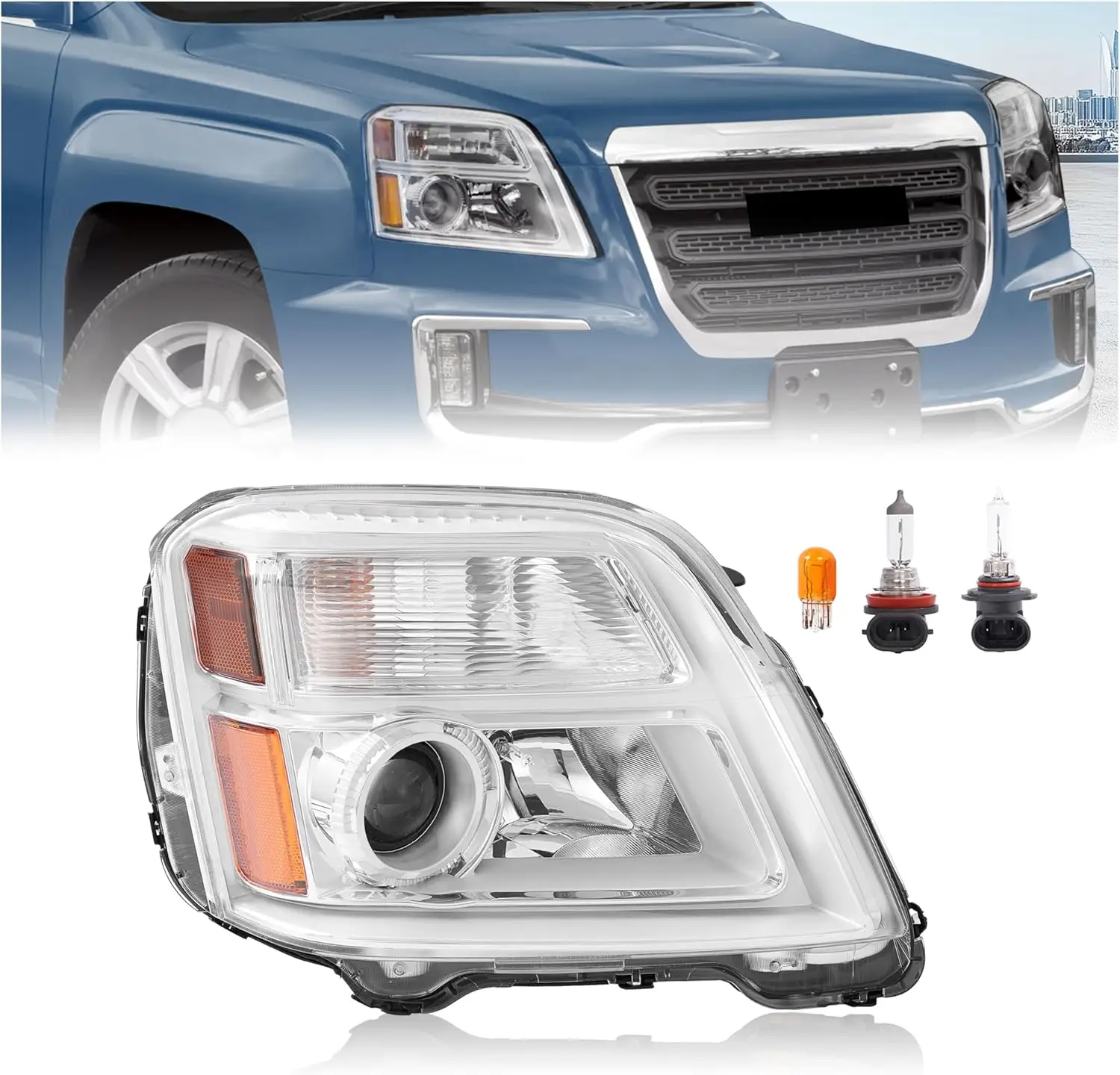 Projector Headlights Right w/Bulb Compatible with 2010-2015 GMC Terrain DRL Headlamps Assembly Halogen Clear Lens Chrome Housing
Projector Headlights Right w/Bulb Compatible with 2010-2015 GMC Terrain DRL Headlamps Assembly Halogen Clear Lens Chrome Housing