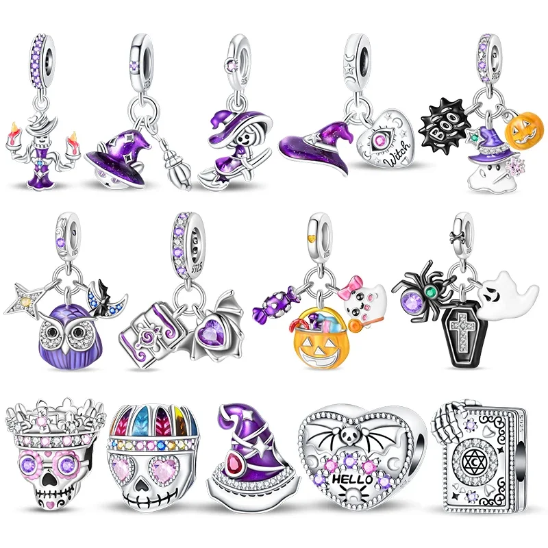 New 925 Sterling Silvering Halloween Witch Skeleton Bat Charm 925 Chain Beaded Fit Original Bracelet DIY Ladies Jewelry
New 925 Sterling Silvering Halloween Witch Skeleton Bat Charm 925 Chain Beaded Fit Original Bracelet DIY Ladies Jewelry
