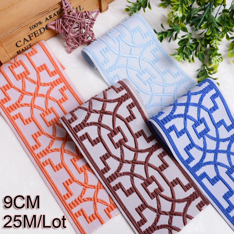 25Meters/Lot 9CM(3.5 Inch) Woven Jacquard Ribbon Webbing For Curtain And Clothing Accessory
25Meters/Lot 9CM(3.5 Inch) Woven Jacquard Ribbon Webbing For Curtain And Clothing Accessory