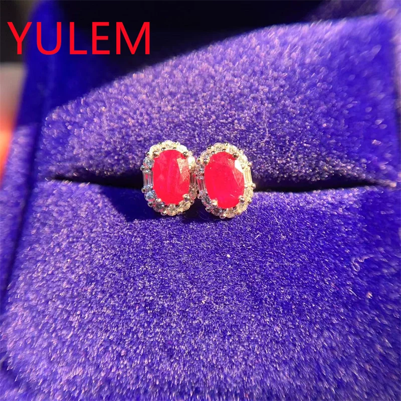 YULEM Silver 925 Plated With Gold Color Earrings For Women Oval 4x6mm Natural Ruby Female Luxury Jewelry For Birthday
YULEM Silver 925 Plated With Gold Color Earrings For Women Oval 4x6mm Natural Ruby Female Luxury Jewelry For Birthday