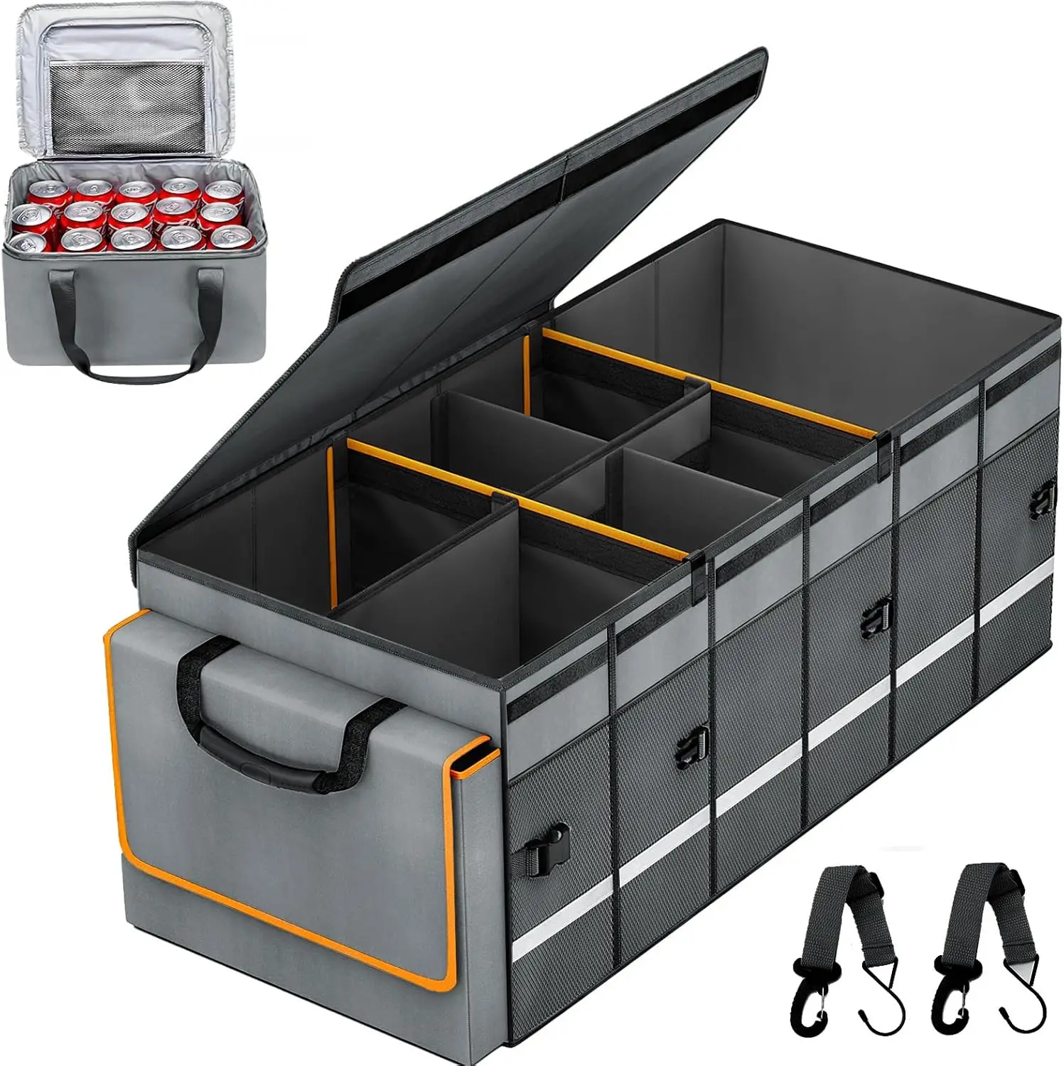 Car Trunk Organizer with Removable Cooler Bag, 6 Dividers, Collapsible, Non-Slip Bottom for SUV Jeep MPVs
Car Trunk Organizer with Removable Cooler Bag, 6 Dividers, Collapsible, Non-Slip Bottom for SUV Jeep MPVs
