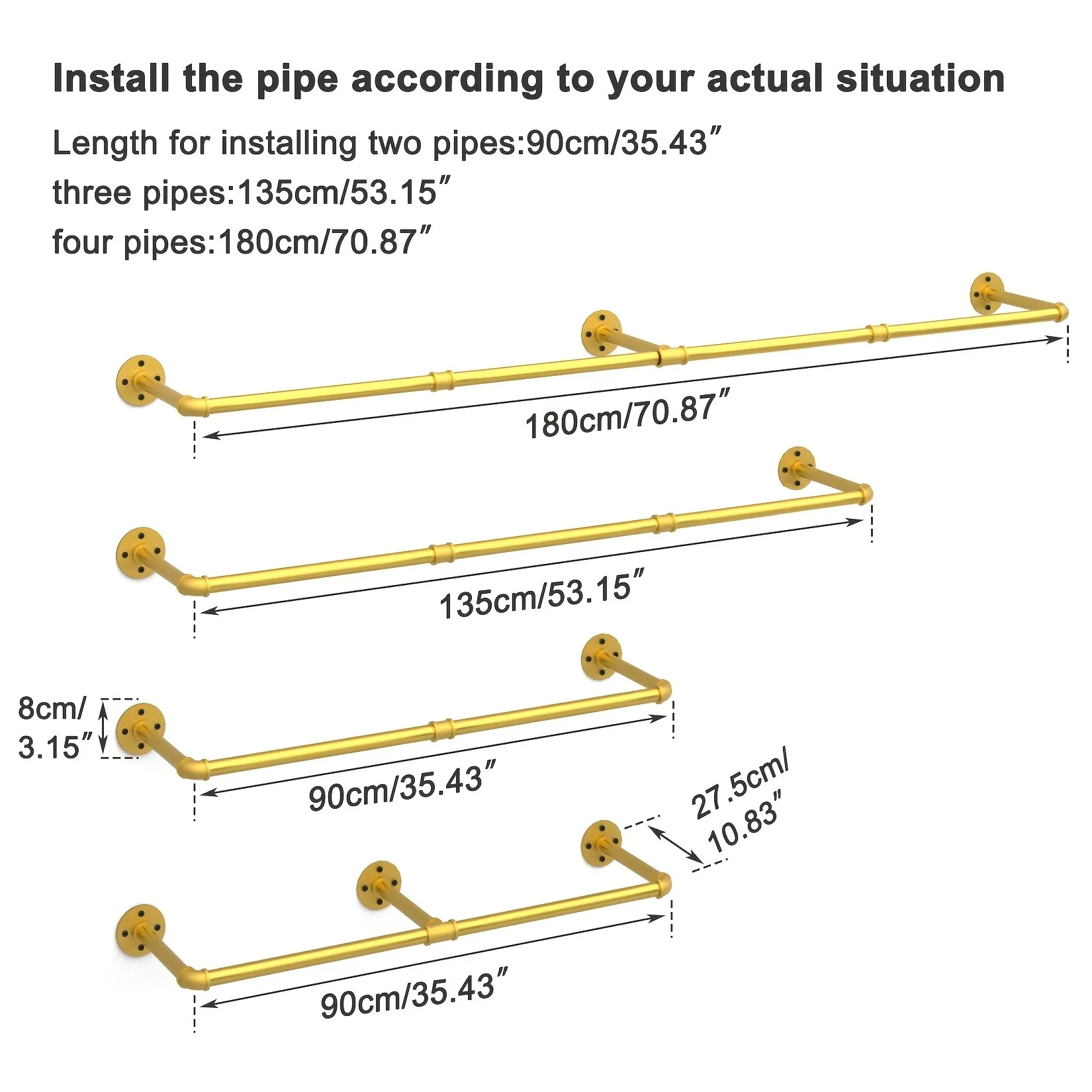 70.8-inch Golden Wall-Mounted Clothes Rack – Industrial-Style Pipe Garment Organizer with Heavy-Duty Hanging Rod Bar for Closet, Laundry Room or Entryway Storage – Sturdy Design Supports Up to 135 lbs
70.8-inch Golden Wall-Mounted Clothes Rack – Industrial-Style Pipe Garment Organizer with Heavy-Duty Hanging Rod Bar for Closet, Laundry Room or Entryway Storage – Sturdy Design Supports Up to 135 lbs