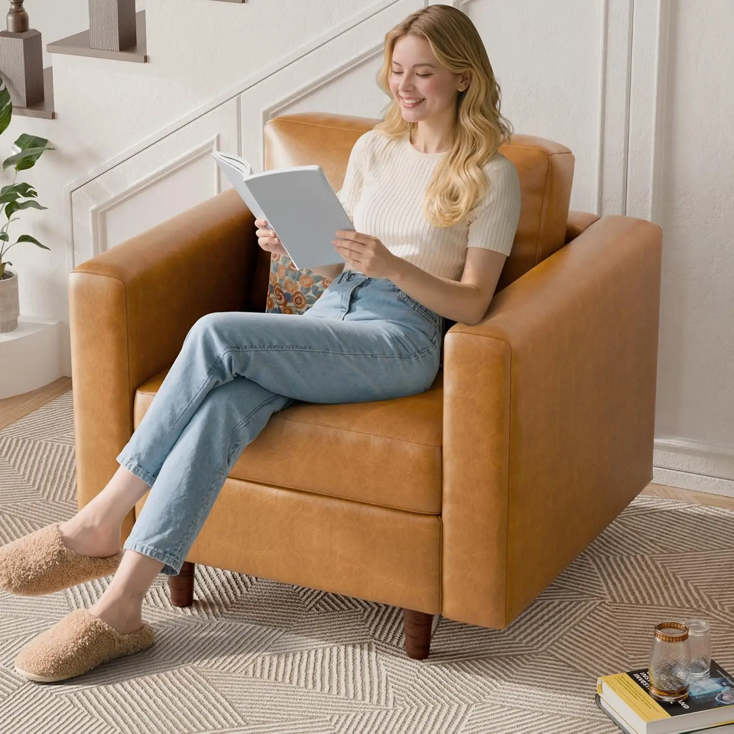 Faux Leather Oversized Accent Chair with Storage, Brown Reading Armchair for Living Room Bedroom Office
Faux Leather Oversized Accent Chair with Storage, Brown Reading Armchair for Living Room Bedroom Office