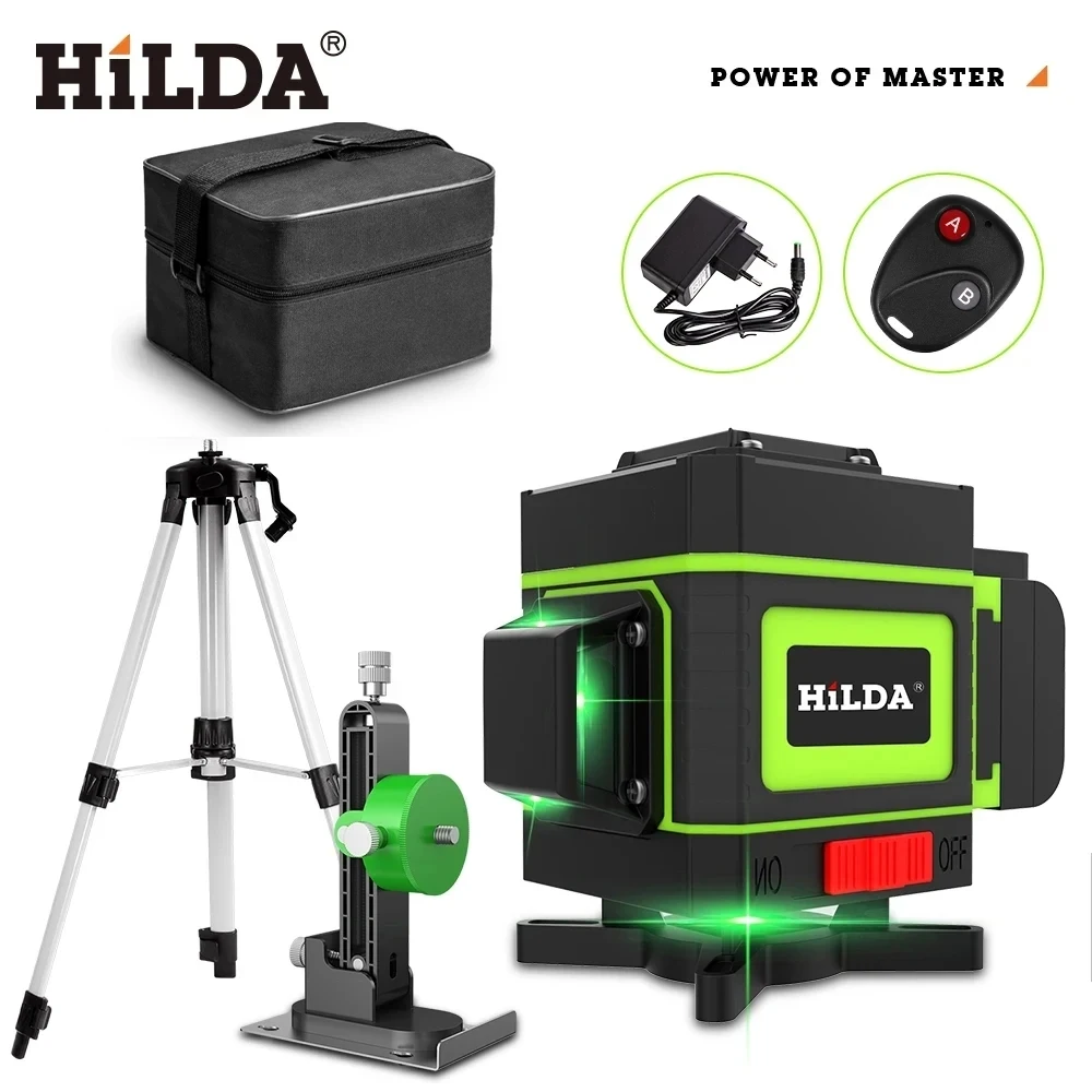 HILDA Laser Level 12 Lines 3D Self-Leveling 360 Horizontal And Vertical Cross Super Powerful Green Laser Beam Line
HILDA Laser Level 12 Lines 3D Self-Leveling 360 Horizontal And Vertical Cross Super Powerful Green Laser Beam Line