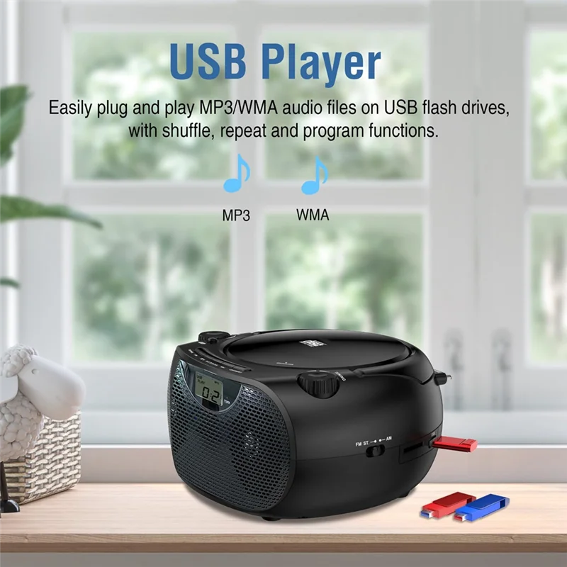 APPLIA-Portable CD Player Bluetooth CD Player Boombox AM/FM Radio USB Port CD Player Stereo Sound Speaker Home MP3 CD Player
APPLIA-Portable CD Player Bluetooth CD Player Boombox AM/FM Radio USB Port CD Player Stereo Sound Speaker Home MP3 CD Player