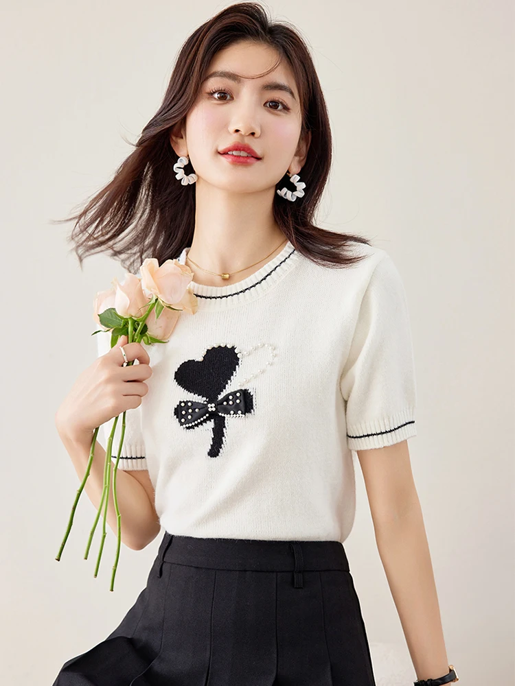 Puella ort Sve трикотажная футболка женская летняя приталенная круглая Ne Heart Bead Design Color Blo 3D Effect корейский Sle
Puella ort Sve трикотажная футболка женская летняя приталенная круглая Ne Heart Bead Design Color Blo 3D Effect корейский Sle