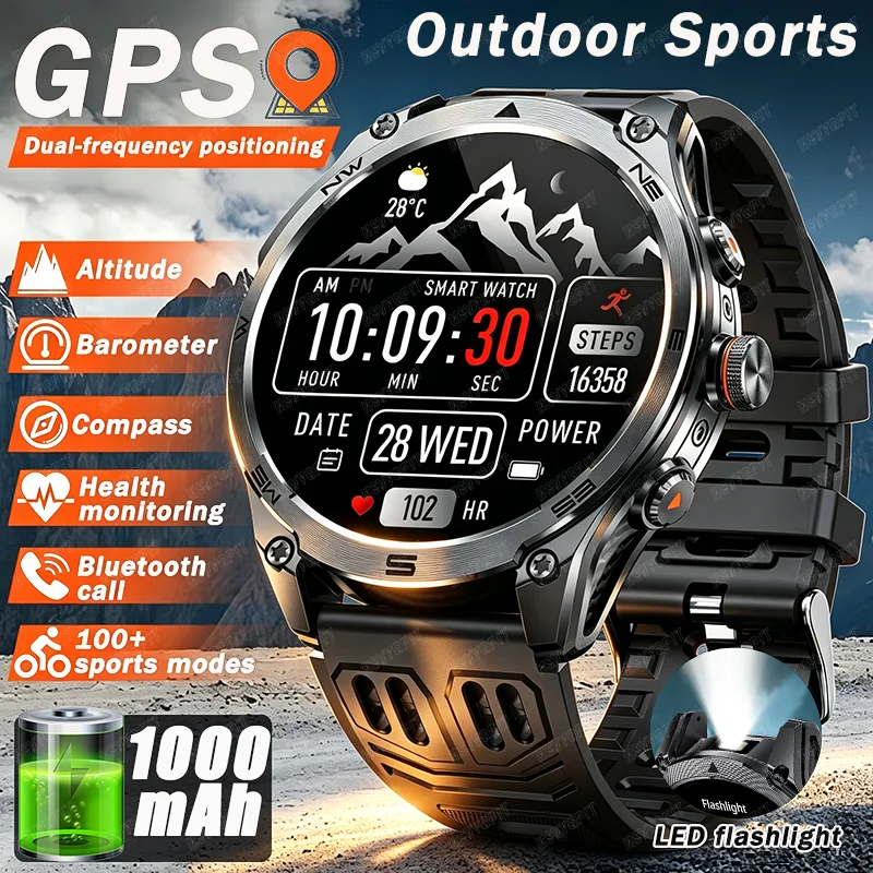 2026 new military GPS sports smartwatch, 1.7-inch high-definition large screen, 1000mAh large battery, 3ATM waterproof, compass,
2026 new military GPS sports smartwatch, 1.7-inch high-definition large screen, 1000mAh large battery, 3ATM waterproof, compass,