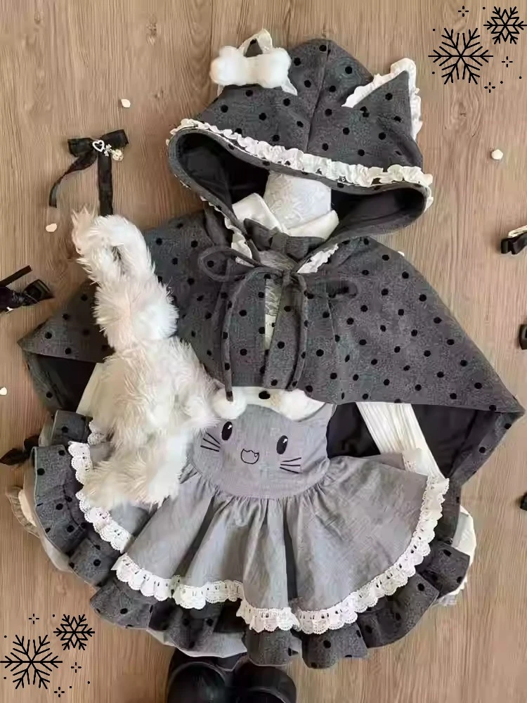 Японский комплект из 3 предметов Kawaii Sweet Lolita, женский плащ с дизайном кошачьих ушей + топы Y2k + мини-юбки в стиле Харадзюку, повседневные милые шикарные наряды
Японский комплект из 3 предметов Kawaii Sweet Lolita, женский плащ с дизайном кошачьих ушей + топы Y2k + мини-юбки в стиле Харадзюку, повседневные милые шикарные наряды