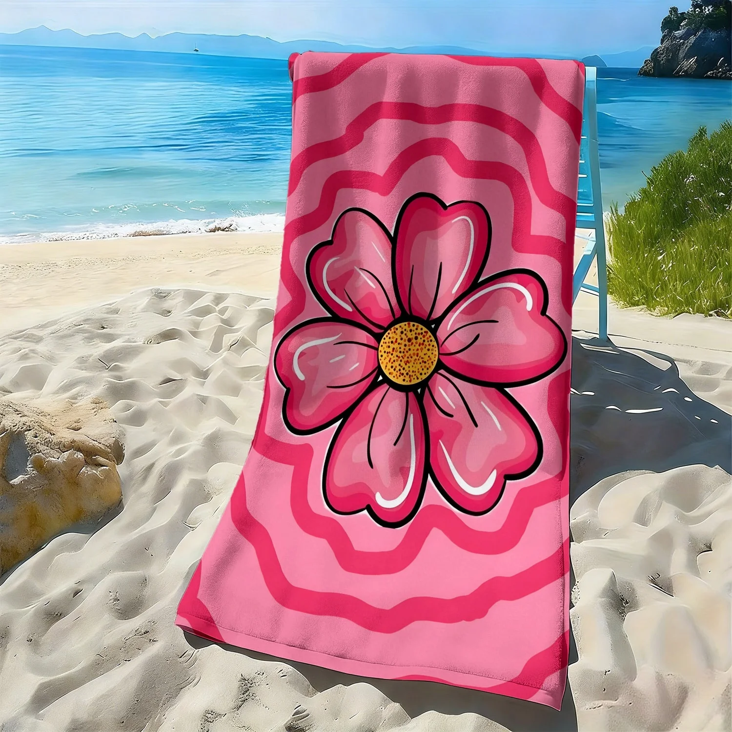Pink flower heart-shaped petal pattern polyester microfiber beach towel is highly absorbent, suitable swimming and beach outings
Pink flower heart-shaped petal pattern polyester microfiber beach towel is highly absorbent, suitable swimming and beach outings