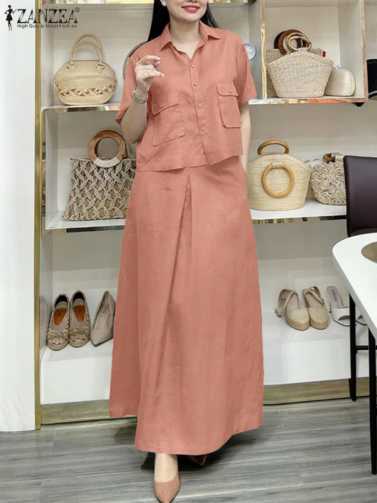 ZANZEA Summer Women 2PCS Outfits Commute Solid Elegant A-line Long Skirts Dress Sets Short Sleeve Shirts Casual 2-Pieces Suits
ZANZEA Summer Women 2PCS Outfits Commute Solid Elegant A-line Long Skirts Dress Sets Short Sleeve Shirts Casual 2-Pieces Suits