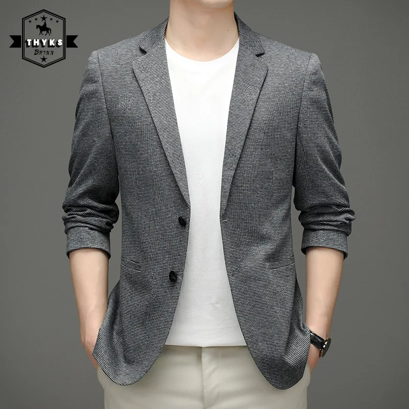Gray Jacquard Blazer Mens Korean Style Slim Fit Casual Jacket High Quality Single Breasted Coat Male Elegant Fashion Tops 2022
Gray Jacquard Blazer Mens Korean Style Slim Fit Casual Jacket High Quality Single Breasted Coat Male Elegant Fashion Tops 2022