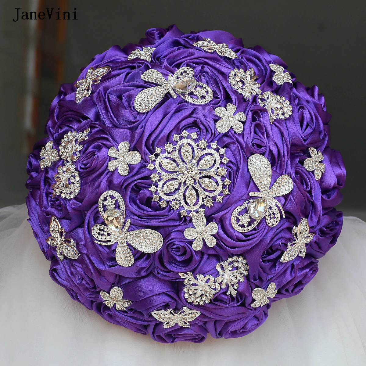 JaneVini Luxury Purple Bridal Bouquets with Butterfly Crystals Ribbon Roses European Bride Bouquet Flowers Wedding Accessories
JaneVini Luxury Purple Bridal Bouquets with Butterfly Crystals Ribbon Roses European Bride Bouquet Flowers Wedding Accessories