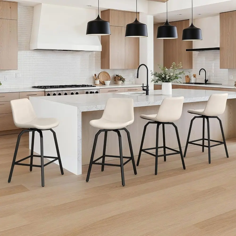 Set of 3 26 Swivel Bar Stools, Ivory Leather Seats, Metal Legs, Suitable for Kitchen Island or Dining
Set of 3 26 Swivel Bar Stools, Ivory Leather Seats, Metal Legs, Suitable for Kitchen Island or Dining