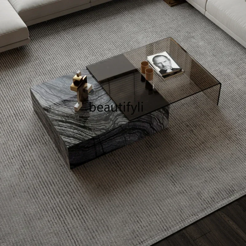 QMarble coffee table tempered glass retractable modern small apartment living room Italian light luxury 
QMarble coffee table tempered glass retractable modern small apartment living room Italian light luxury