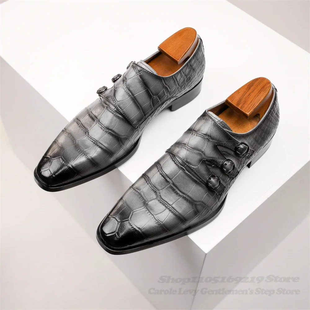 Crocodile Pattern Gray Genuine Leather Men Shoes Pointed Toe Fashion Business Wedding Party Office Shoes Handmade Buckle Shoes
Crocodile Pattern Gray Genuine Leather Men Shoes Pointed Toe Fashion Business Wedding Party Office Shoes Handmade Buckle Shoes