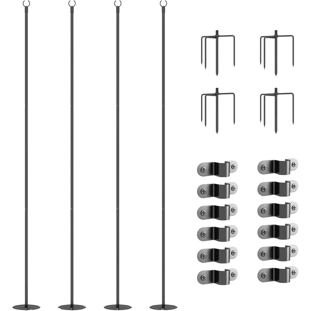 4-Pack 8-Foot Steel Outdoor Light Poles for Hanging Decorations, Ideal for Patios, Decks, and Events
4-Pack 8-Foot Steel Outdoor Light Poles for Hanging Decorations, Ideal for Patios, Decks, and Events