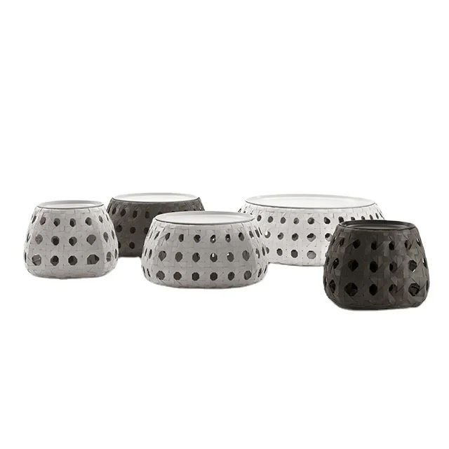 French style modern used plastic rope weaving round aluminum metal outdoor coffee table and chair
French style modern used plastic rope weaving round aluminum metal outdoor coffee table and chair