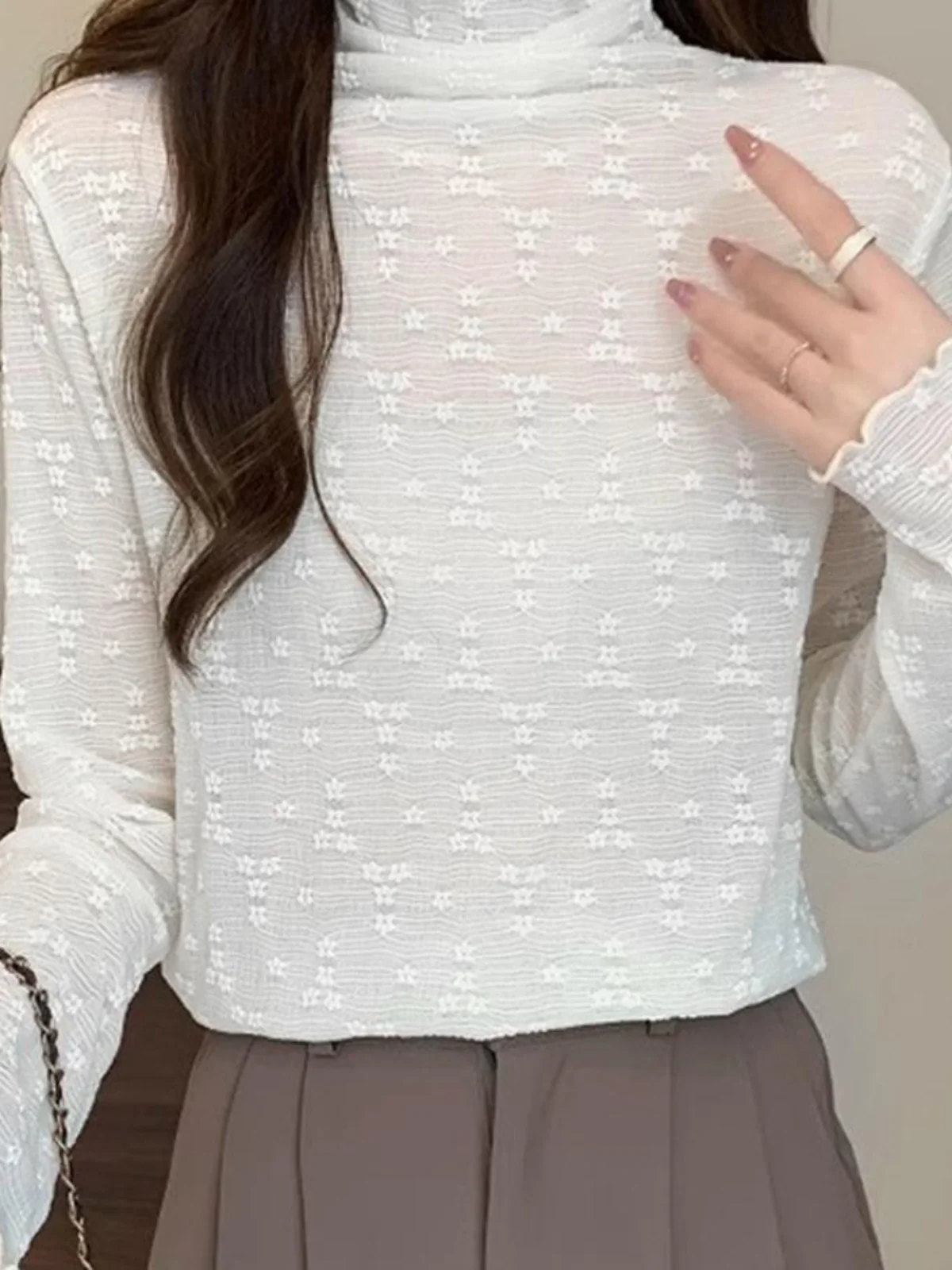 plus Size Women's Long Sleeve Lace T-Shirt High Collar Inner Wear Base Shirt Cover Belly Spring Autumn Korean Style Straight Cut
plus Size Women's Long Sleeve Lace T-Shirt High Collar Inner Wear Base Shirt Cover Belly Spring Autumn Korean Style Straight Cut
