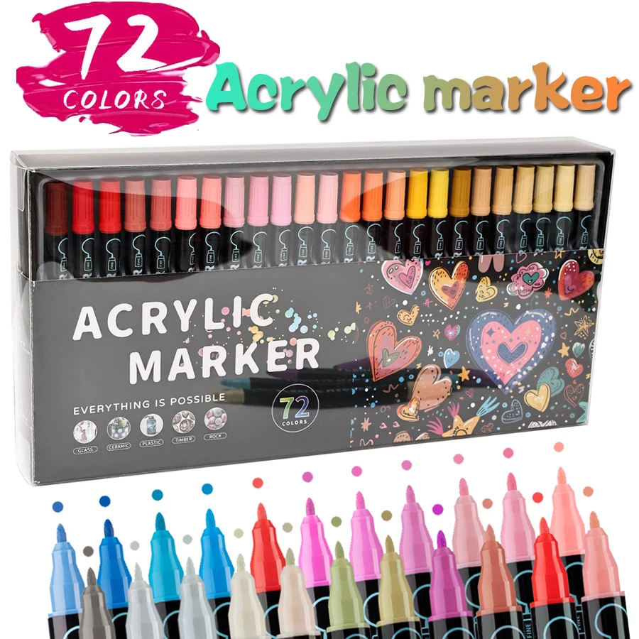 72 color double-head acrylic marker pen quick-drying for graffiti DIY ceramic glass canvas painting art supplies
72 color double-head acrylic marker pen quick-drying for graffiti DIY ceramic glass canvas painting art supplies