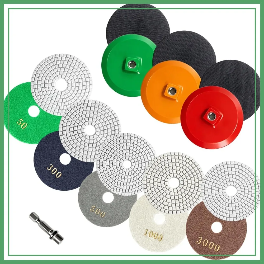4 In Diamond Polishing Pads 5-Step Quick Polish 50-3000 Dry/Wet Buffing Pad,Marble Quartz Concrete Stone Tiles-Sanding Pad Kit
4 In Diamond Polishing Pads 5-Step Quick Polish 50-3000 Dry/Wet Buffing Pad,Marble Quartz Concrete Stone Tiles-Sanding Pad Kit
