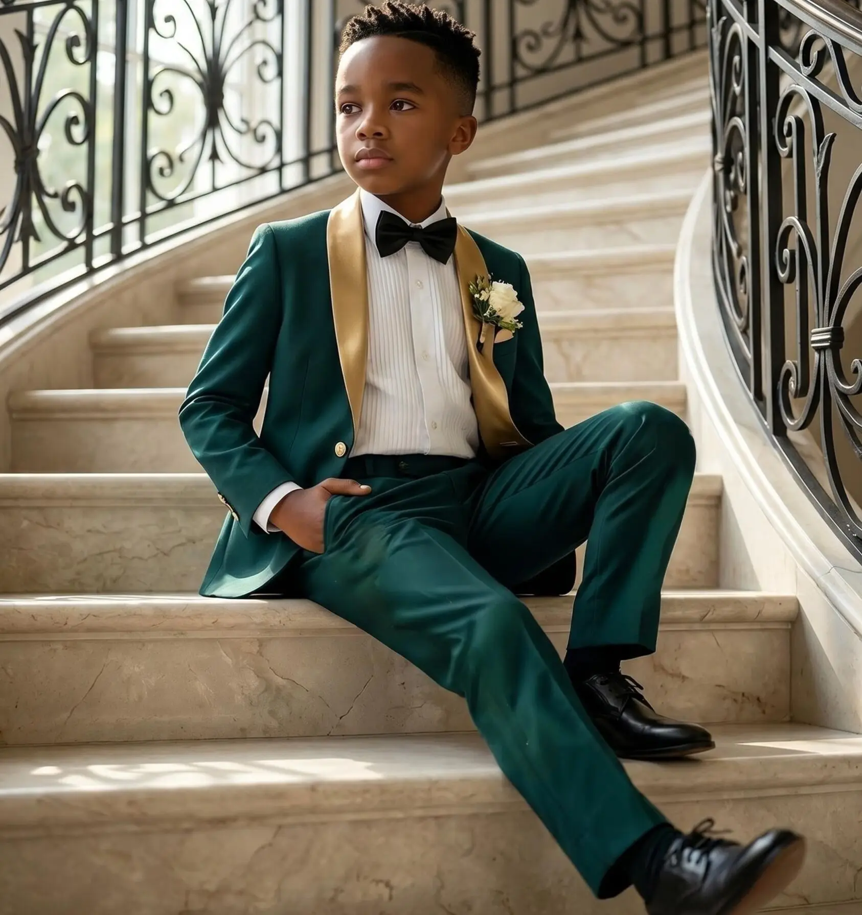 Boys 2-Piece Tuxedo Suit Set with Shawl Lapel Formal Wedding Party Dress Jacket And Pants Slim Fit Blazer for Kids
Boys 2-Piece Tuxedo Suit Set with Shawl Lapel Formal Wedding Party Dress Jacket And Pants Slim Fit Blazer for Kids