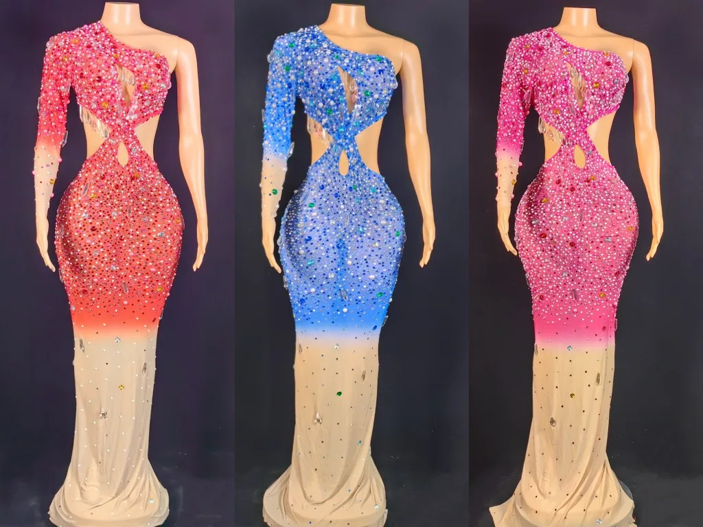 Cross Breast Colorful One Shoulder Hollow Full Diamond Female Singer Water Piece Slim Wrap Hip Long Dress Performance Dress
Cross Breast Colorful One Shoulder Hollow Full Diamond Female Singer Water Piece Slim Wrap Hip Long Dress Performance Dress