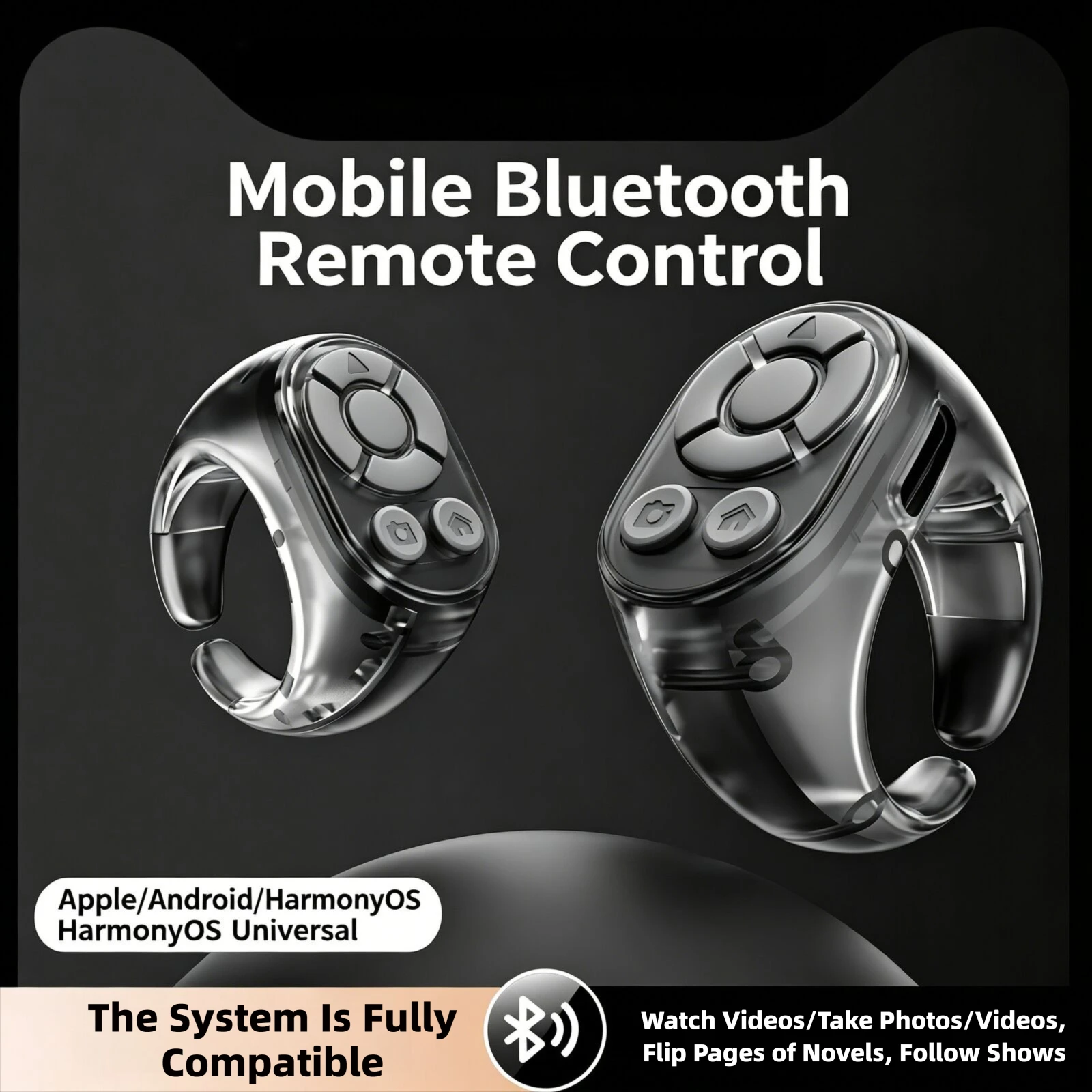 Bluetooth Lazy Air Mouse Remote Control TikTok Video Scroll Like Selfie E-book Page Turner Music Control Compatible IOS Android