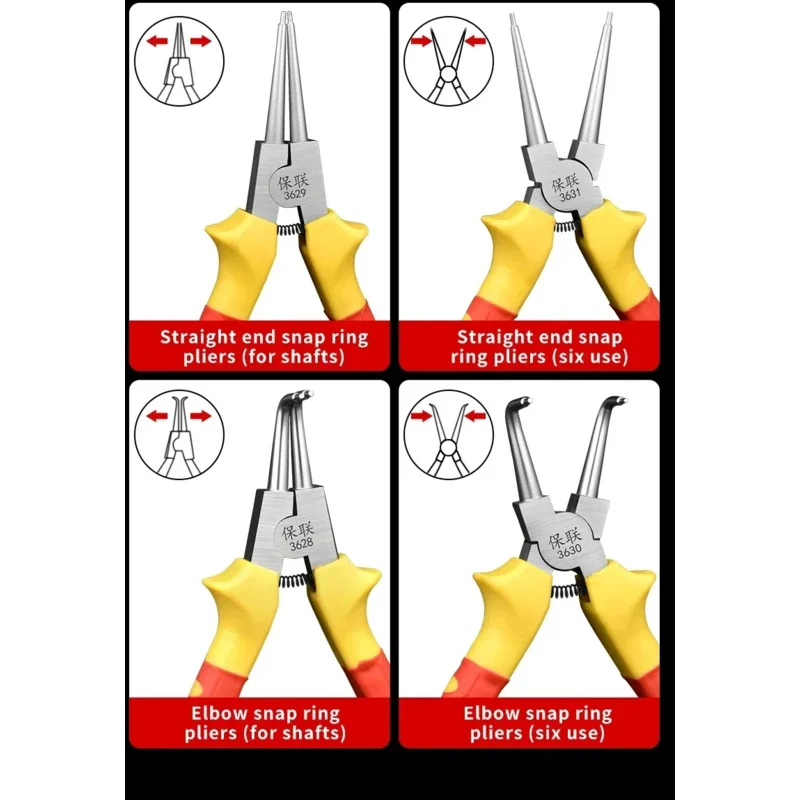 4Pcs 7 Inch Circlip Pliers Internal External Ring Spring Pliers For Removing And Installing Round Snap Locking Rings Hand Tools