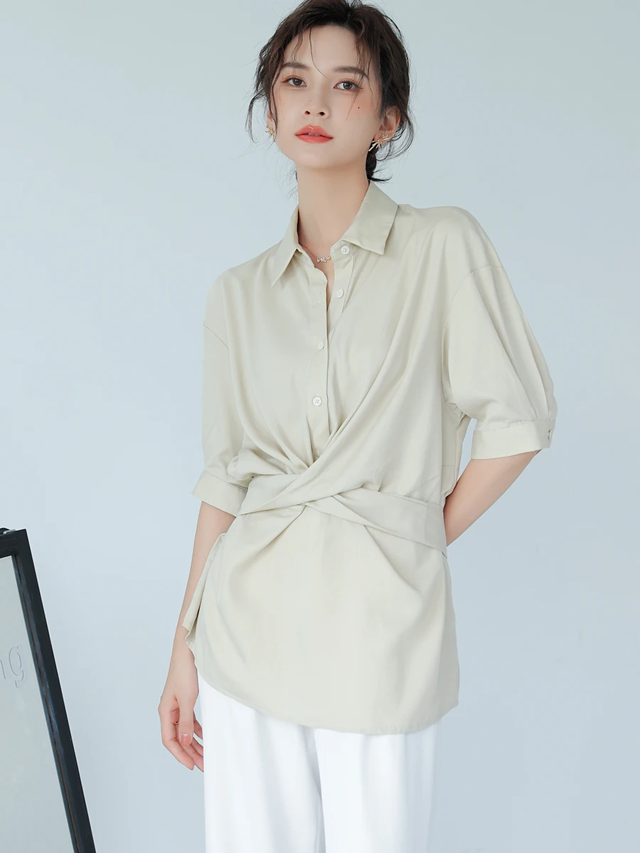 Lightweight Silk Cross Design Women's irt Sun Protection Unique Sle Summer New Arrival Ele Commuting Waist-Cinching Top
Lightweight Silk Cross Design Women's irt Sun Protection Unique Sle Summer New Arrival Ele Commuting Waist-Cinching Top