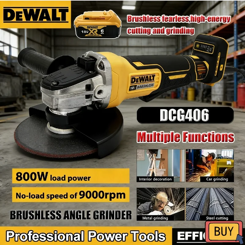 Аккумуляторная угловая шлифмашина DeWalt DCG406 125 мм 20 В, бесщеточная, 9000 об/мин, для резки и полировки
Аккумуляторная угловая шлифмашина DeWalt DCG406 125 мм 20 В, бесщеточная, 9000 об/мин, для резки и полировки