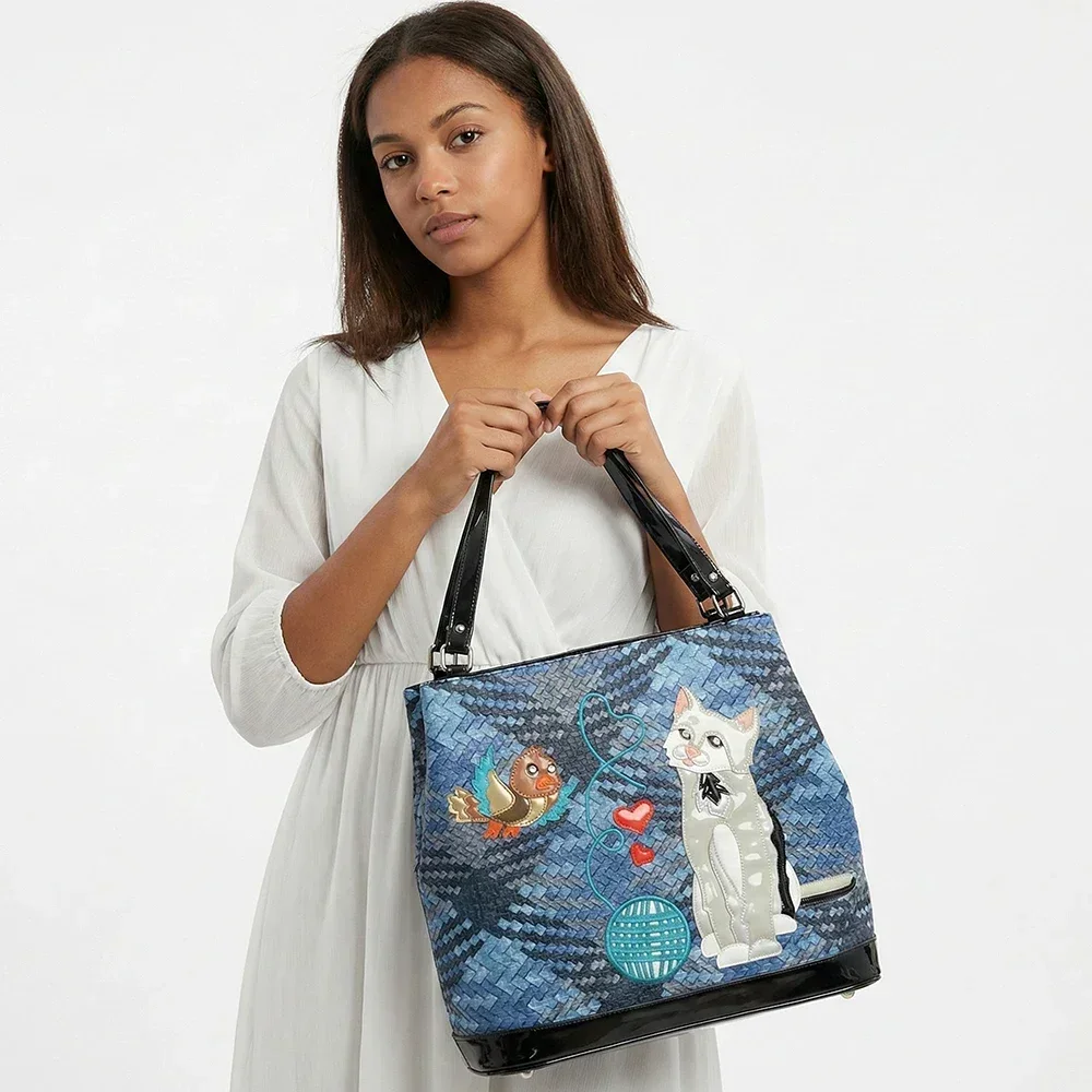 Fashion New Women Tote Bag Shoulder Crossbody Handbag Cute Cat Embroidery Animal Pattern Ladies Handbag Girl PU Casual Commute
Fashion New Women Tote Bag Shoulder Crossbody Handbag Cute Cat Embroidery Animal Pattern Ladies Handbag Girl PU Casual Commute