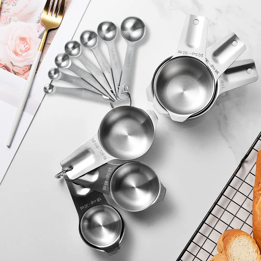 Stainless steel measuring cup,measuring spoon,14-piece set,graduated measuring spoon,baking spoon,small tool
Stainless steel measuring cup,measuring spoon,14-piece set,graduated measuring spoon,baking spoon,small tool