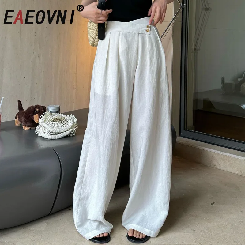 EAEOVNI Summer Versatile Linen Long Pants For Women Casual Button High Waist Solid Color Wide Leg Trousers 2025 New 1A1669
EAEOVNI Summer Versatile Linen Long Pants For Women Casual Button High Waist Solid Color Wide Leg Trousers 2025 New 1A1669