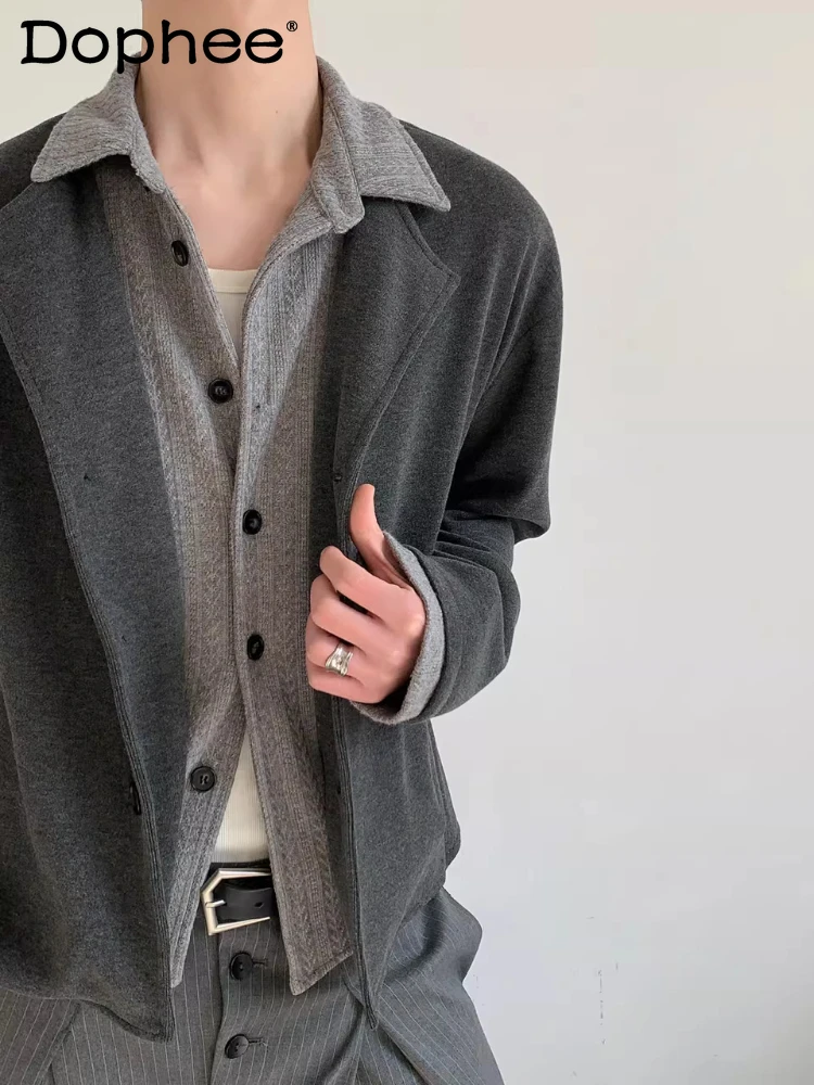 Men's 2026 Spring New Faux Two-Piece Lapel Shirt Jackets High-End Loose Comfort Trendy Jackets Long Sleeve Simple Handsome Coats
Men's 2026 Spring New Faux Two-Piece Lapel Shirt Jackets High-End Loose Comfort Trendy Jackets Long Sleeve Simple Handsome Coats