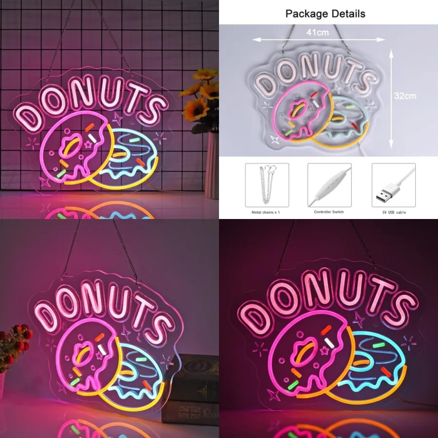 Donuts Neon Sign, Neon Lights Hanging Wall Art Decoration for Home Kitchen Business Bakery Restaurant Bar Cafe Fast Food Shop,
Donuts Neon Sign, Neon Lights Hanging Wall Art Decoration for Home Kitchen Business Bakery Restaurant Bar Cafe Fast Food Shop,