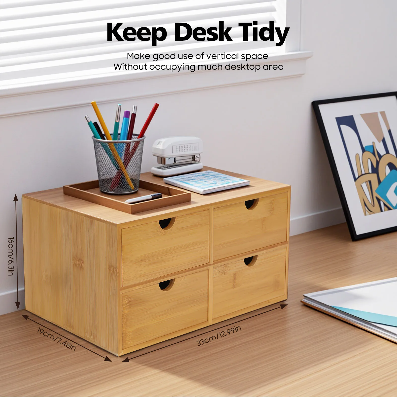Original Bamboo Desk Organizer Mini Bamboo Desk 4 Drawers Tabletop Storage Organization Box for Office Home Toiletries Supplies
Original Bamboo Desk Organizer Mini Bamboo Desk 4 Drawers Tabletop Storage Organization Box for Office Home Toiletries Supplies