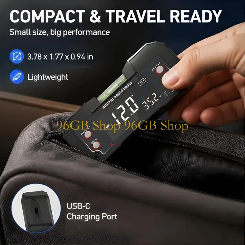 96GB Two Direction Motorhome Finder with Bubble Vial and Digital Readout, Leveling Meter for Parking Checks, 0.1 Degree Display
96GB Two Direction Motorhome Finder with Bubble Vial and Digital Readout, Leveling Meter for Parking Checks, 0.1 Degree Display