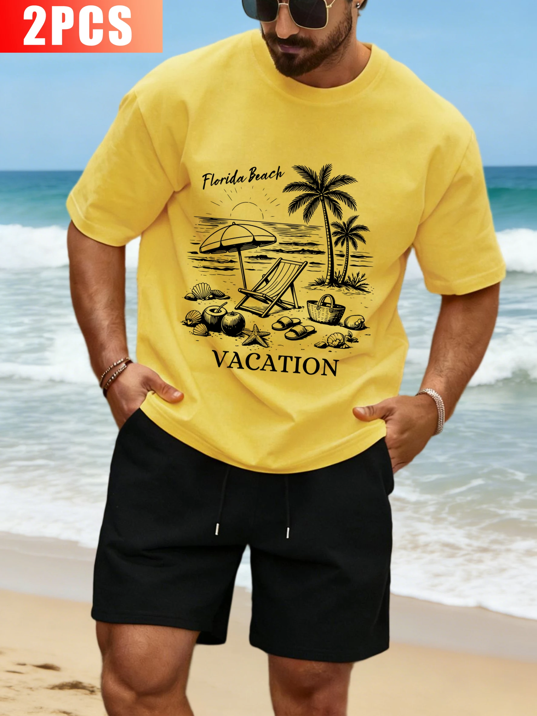 Florida Beach Vacation Print Men T-Shirts Suit Cotton O-Neck Tee Fashion Loose Wide-Leg Streetsuit Unisex Pocket Summer Shorts
Florida Beach Vacation Print Men T-Shirts Suit Cotton O-Neck Tee Fashion Loose Wide-Leg Streetsuit Unisex Pocket Summer Shorts