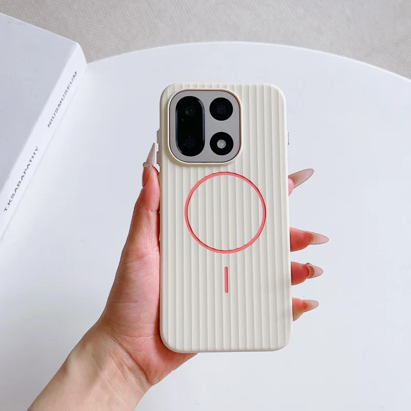 For OnePlus 15 1+15 Case Magsafe Strap Rows Pattern Fashion Mobile Phone Cover