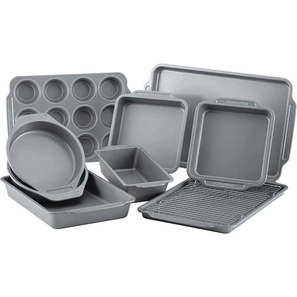 Nonstick Steel Bakeware Set with Cooling Rack, Baking Pan and Cookie Sheet Set with Nonstick Bread Pan and Cooling Grid
Nonstick Steel Bakeware Set with Cooling Rack, Baking Pan and Cookie Sheet Set with Nonstick Bread Pan and Cooling Grid