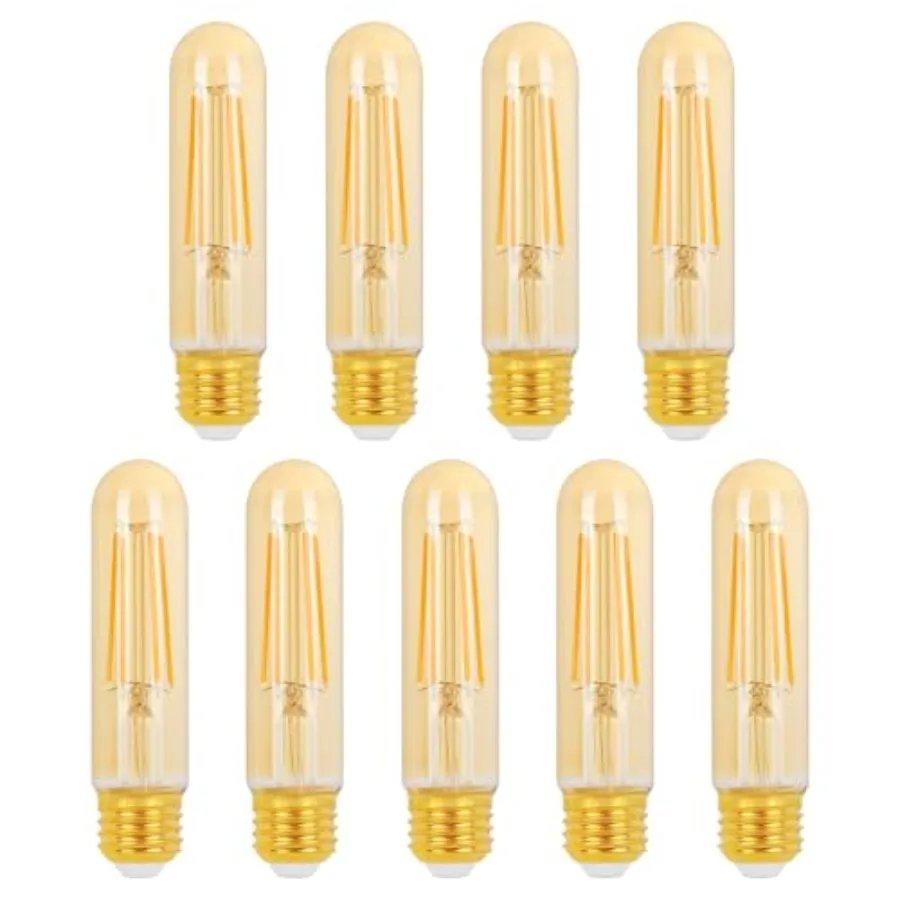 E26 T10 LED Light Bulbs, 5 Inch Vintage Tubular Thin Edison Bulbs, 2200K Candlelight, Amber Glass, 4W 40W Eqv.,Dimmable, Ideal
E26 T10 LED Light Bulbs, 5 Inch Vintage Tubular Thin Edison Bulbs, 2200K Candlelight, Amber Glass, 4W 40W Eqv.,Dimmable, Ideal
