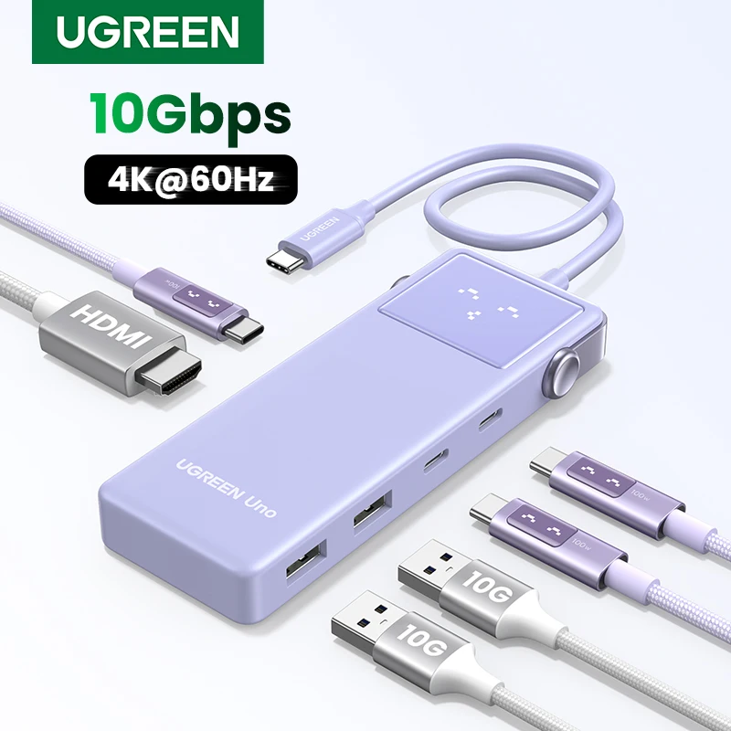 UGREEN USB-концентратор Uno Type-C до 4K60 Гц HDMI PD100W 10 Гбит/с Разветвитель USB-A/USB-C для MacBook Air Pro Dell Аксессуары для ноутбуков Док-станция
UGREEN USB-концентратор Uno Type-C до 4K60 Гц HDMI PD100W 10 Гбит/с Разветвитель USB-A/USB-C для MacBook Air Pro Dell Аксессуары для ноутбуков Док-станция
