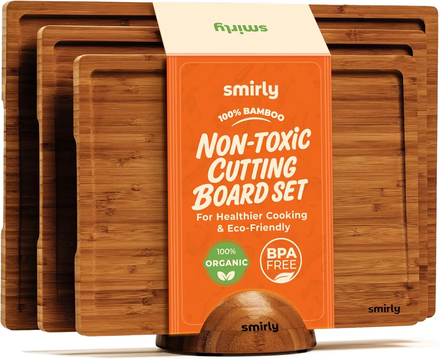 Bamboo Cutting Board Set of 3 with Holder - Kitchen Chopping Boards for Meal Prep, Serving, Charcuterie - Brown
Bamboo Cutting Board Set of 3 with Holder - Kitchen Chopping Boards for Meal Prep, Serving, Charcuterie - Brown
