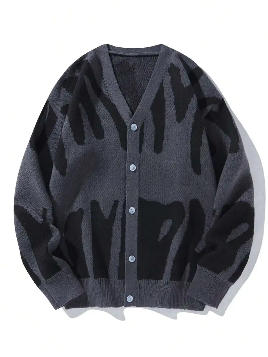 Мужской вязаный кардиган с V-образным вырезом и абстрактным узором на пуговицах для осени и зимы
Мужской вязаный кардиган с V-образным вырезом и абстрактным узором на пуговицах для осени и зимы